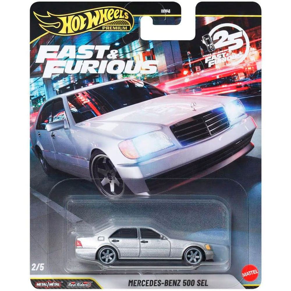 Hot Wheels Premium Rápidos y Furiosos Mercedes-Benz 500 SEL: Auto de Colección 1:64 - Edad 3+