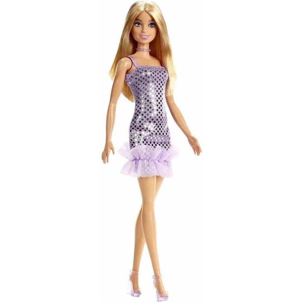 Barbie Fashion & Beauty Glitz Vestido de Noche Lila T7580: Muñeca - Edad 3+