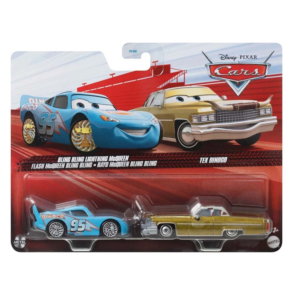 Disney And Pixar Cars 2-Pack Rayo McQueen Bling Bling / Tex Dinoco DXV99