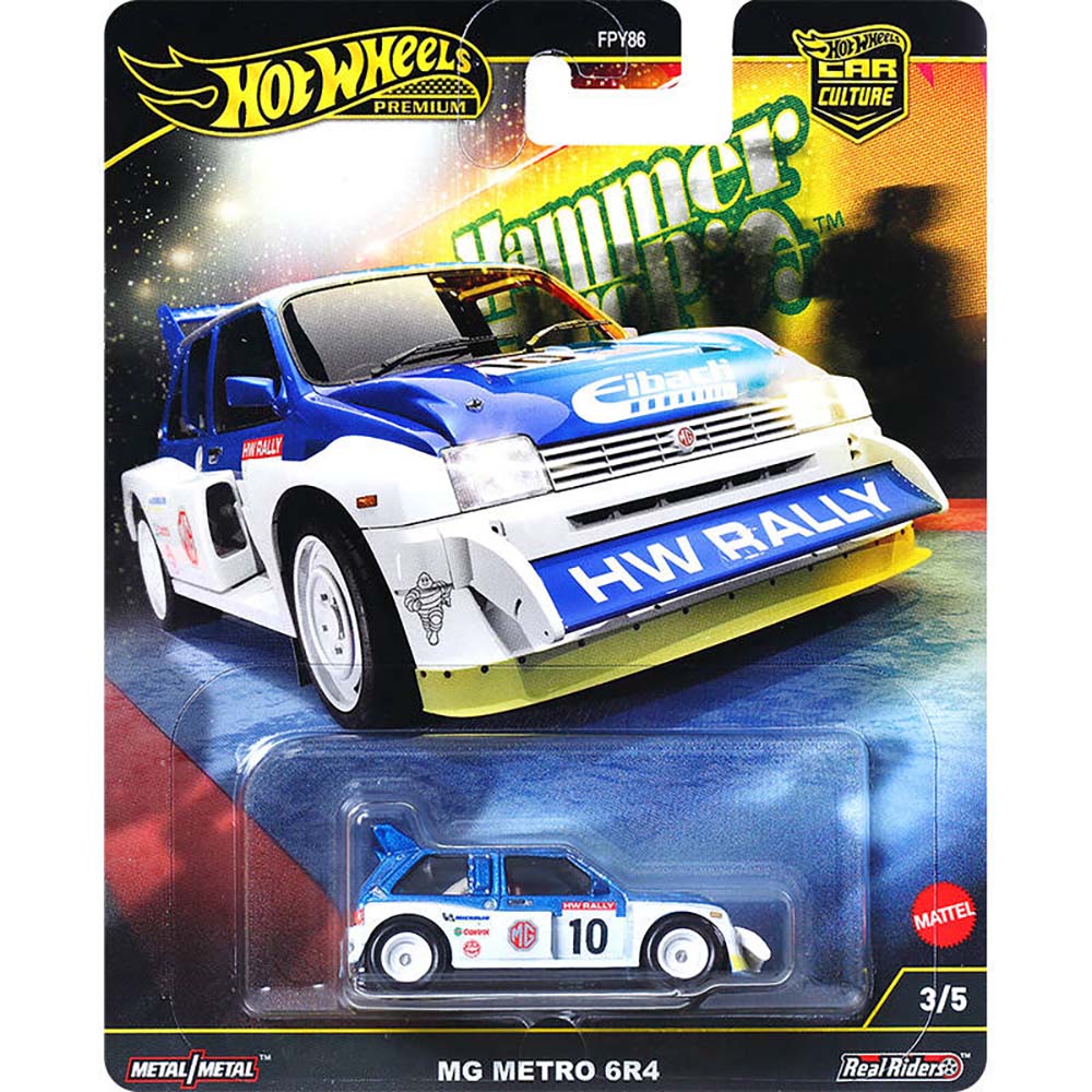 Hot Wheels Premium Car Culture Hammer Drop MG Metro 6R4 FPY86: Vehículo de juguete - Edad 6+