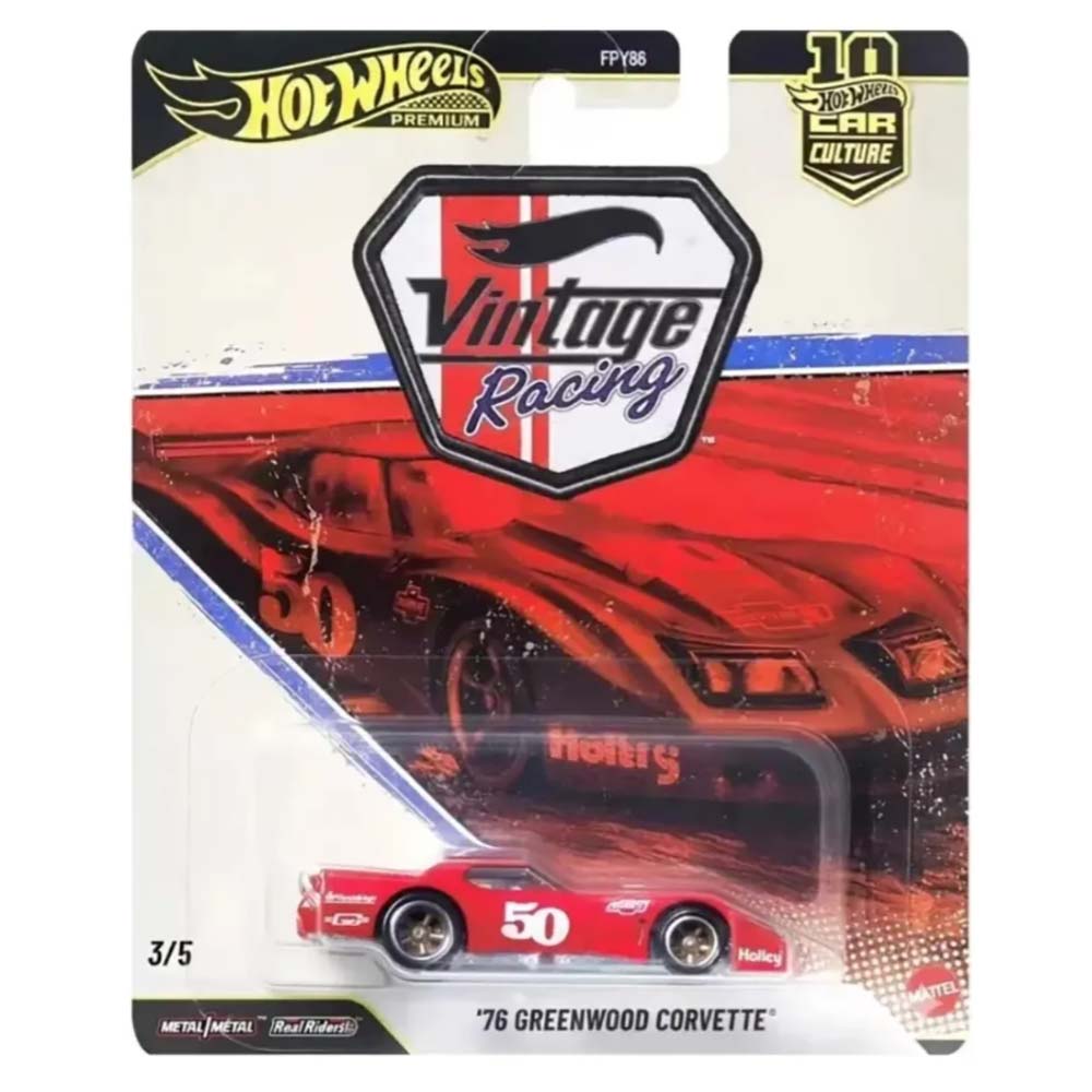 Hot Wheels Vintage Racing '76 Greenwood Corvette FPY86, autos de juguete