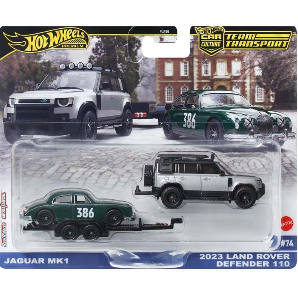Hot Wheels Team Transport JAGUAR MK1 / 2023 LAND ROVER DEFENDER 110 FLF56