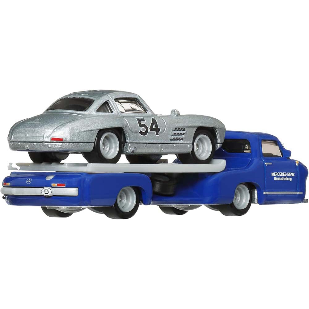 Hot Wheels Team Transport Mercedes-Benz 300 SL FLF56: Pista y set de vehículos - Edad 5+