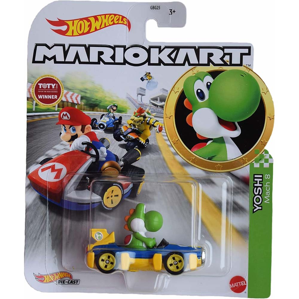 HOT WHEELS MARIO KART REPLICA PERSONAJES 1:64 - YOSHI MACH 8 GBG25