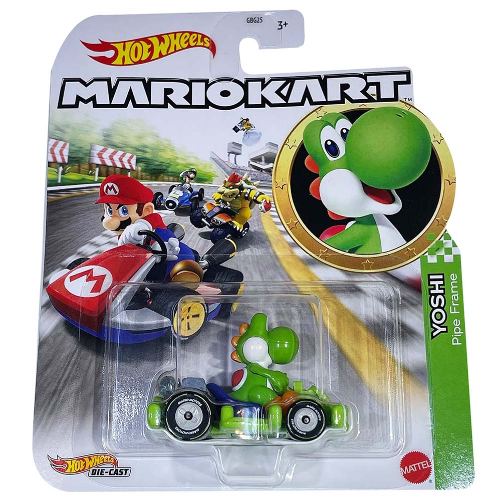 Hot Wheels Mario Kart réplica personajes 1:64 - Yoshi Pipe Frame GBG25