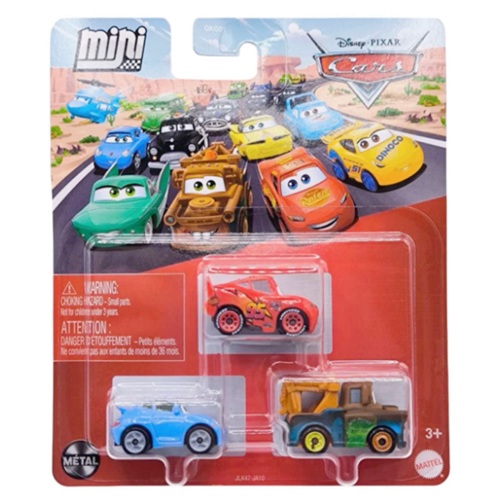 CARS VEHICULOS SURTIDO DE PACK DE 3 MINI CORREDORES - SALLY, RAYO MCQUEEN & MATE GKG01