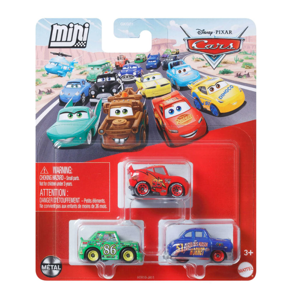 CARS VEHICULOS SURTIDO DE PACK DE 3 MINI CORREDORES - CHICK HICKS, RAYO MCQUEEN & FABULO HUDSON HORNET GKG01