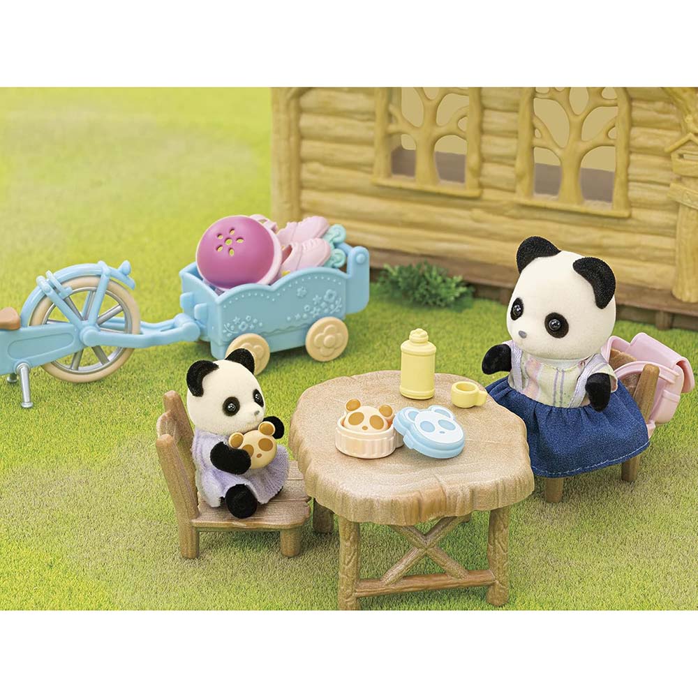 Sylvanian Families 5652 La Chica Panda, Su Bicicleta y su Tráiler, sets de juego
