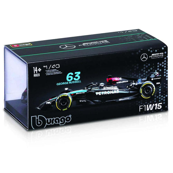 Auto Bburago F1 Race Mercedes W15 2024 a Escala 1:43 con Casco - Russell #63