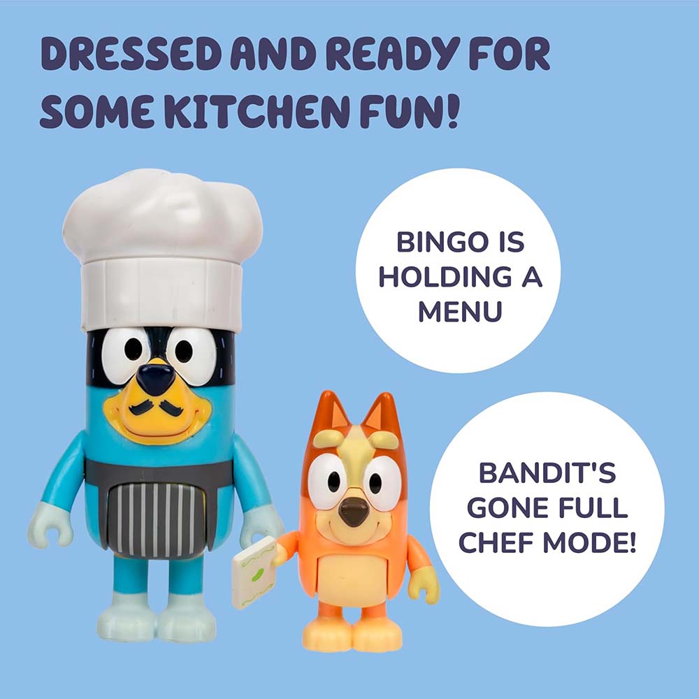 Bluey Let's Play Chef Pavlova – Set de 4 Figuras con Accesorios, figuras de acción y colección