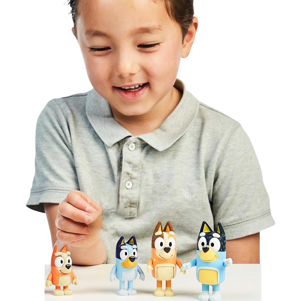 Bluey and Friends – Set de 4 Figuras Articuladas de la Familia Heeler, figuras de acción y colección