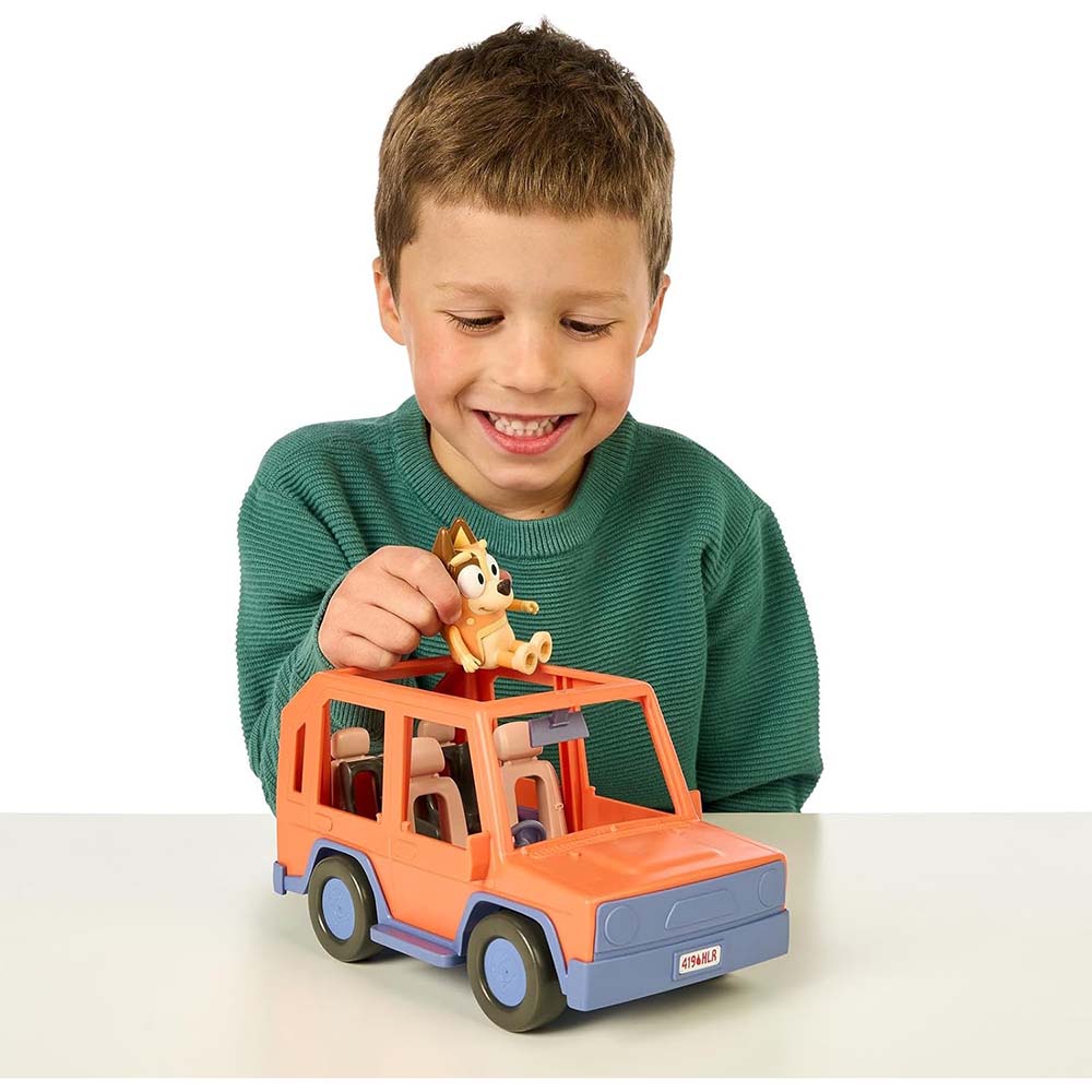Bluey Jeep con Chilli – Vehículo de Empuje con Figura Articulada, figuras de acción y colección