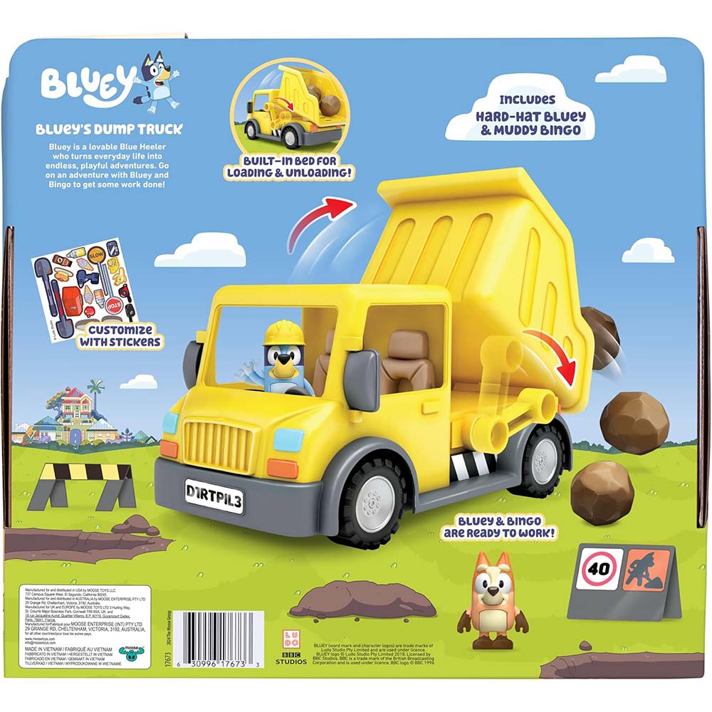 Bluey Camión de Volteo – Playset de Construcción con Bluey y Bingo, sets de juego