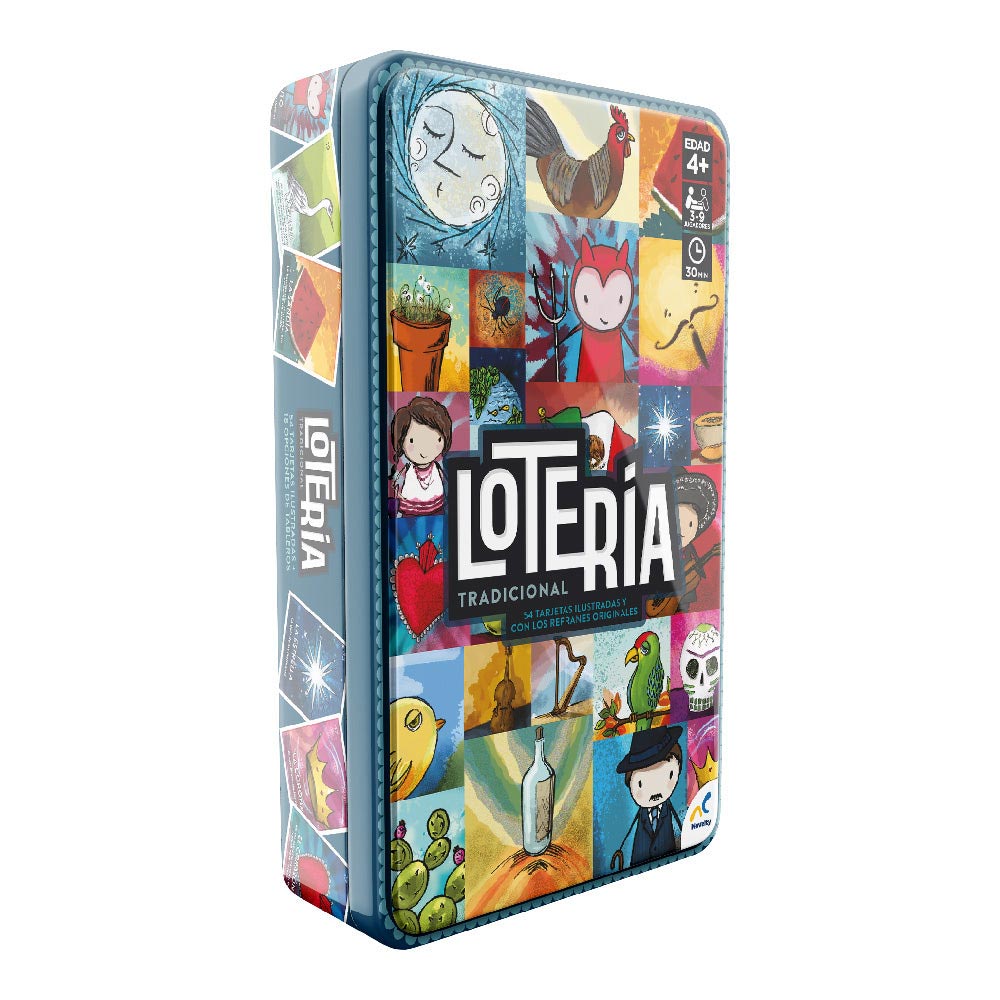 Novelty Juego de Lotería en Tin Metálico c/54 Tarjetas D-001: Juego de mesa - Edad 3+