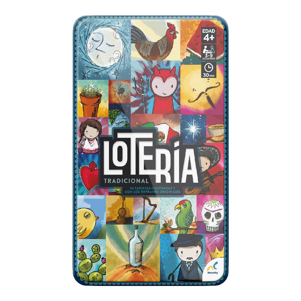 Novelty Juego de Lotería en Tin Metálico c/54 Tarjetas D-001: Juego de mesa - Edad 3+