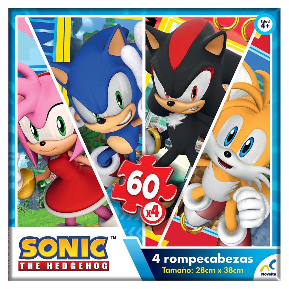 Rompecabezas 4 en 1 Sonic 60 Pzas x4 Caja de Cartón JCA-3486 ...