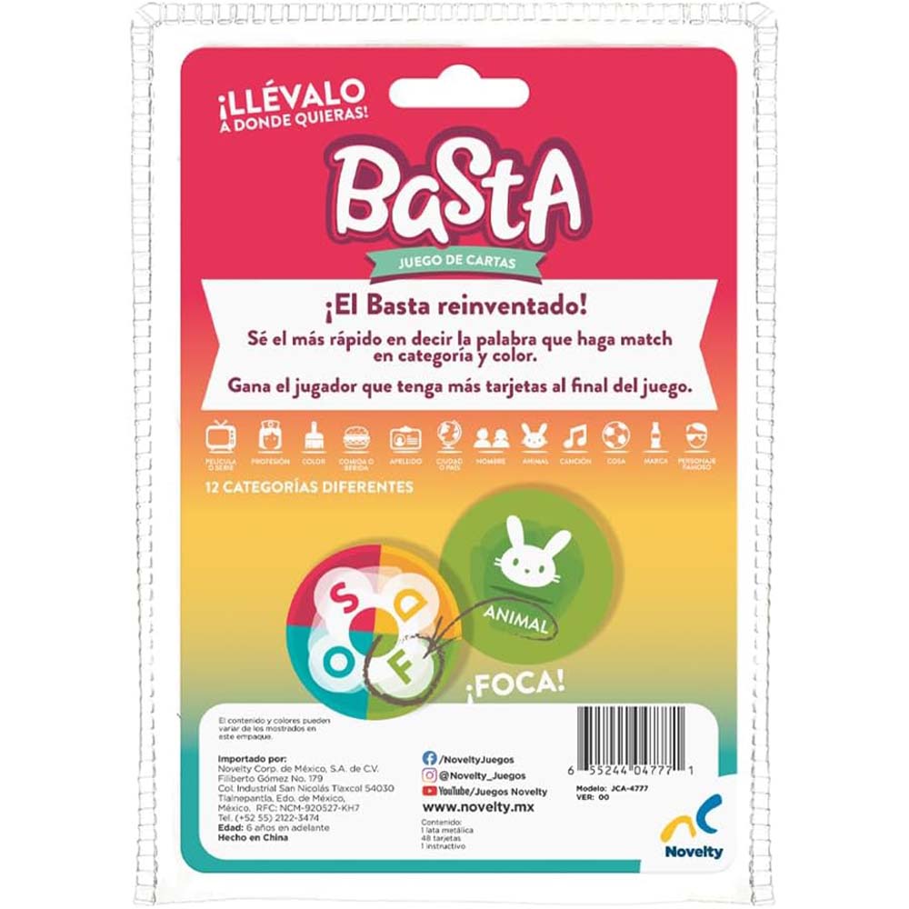 Novelty Juego de mesa Basta de viaje tin blister JCA-4777 - Edad 7+