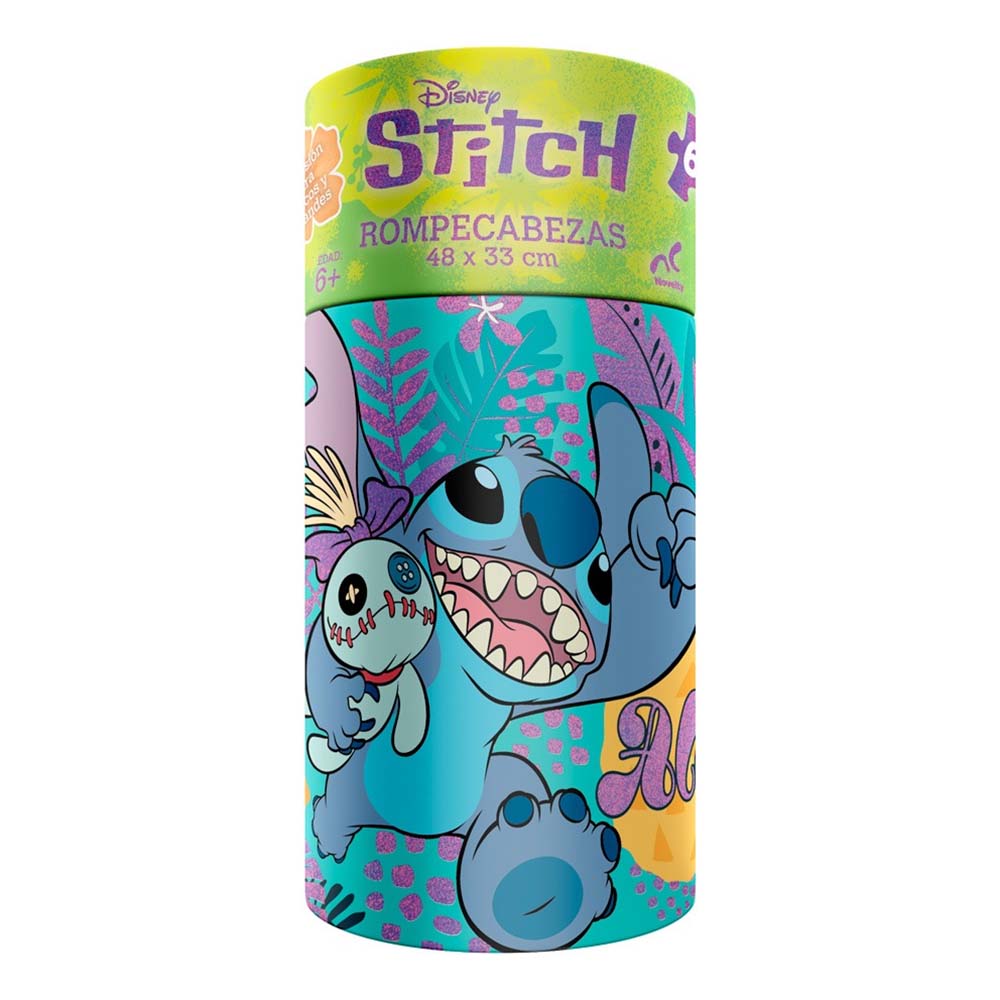 Rompecabezas Infantil Stitch 60 Pzs en Cilindro Disney JCA-4644, rompecabezas