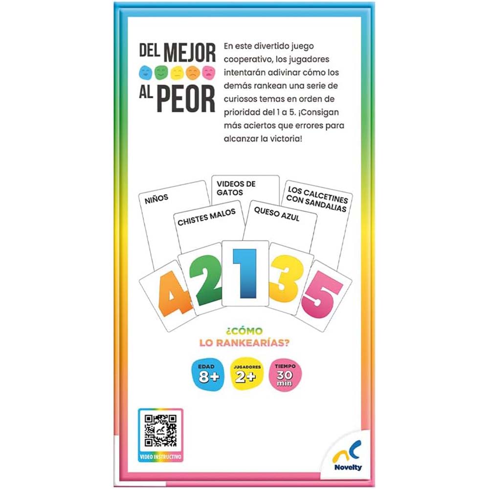 Juego de Cartas Del Mejor al Peor JCA-4987, juegos de cartas