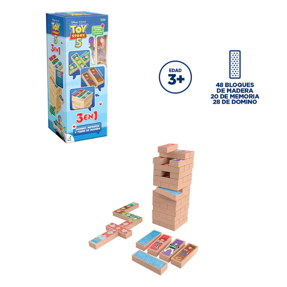 Juego de Mesa Toy Story 5 Torre de Madera 3 en 1 JCA-5063, juegos de mesa