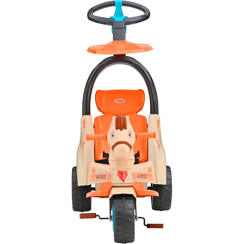 Prinsel Super Trike Caballito: Triciclo Infantil 2 en 1 Café con Barra de Empuje y Sonidos - Edad 2+