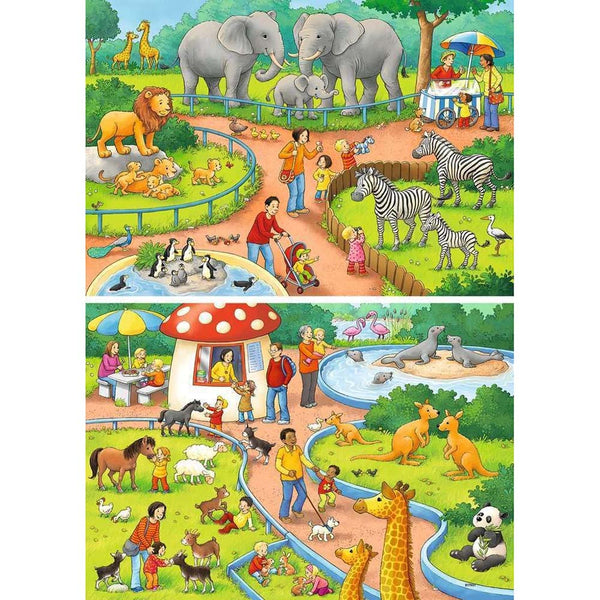 Ravensburger 7813 Rompecabezas 2 x 24 Piezas para niños Un día en el Zoológico