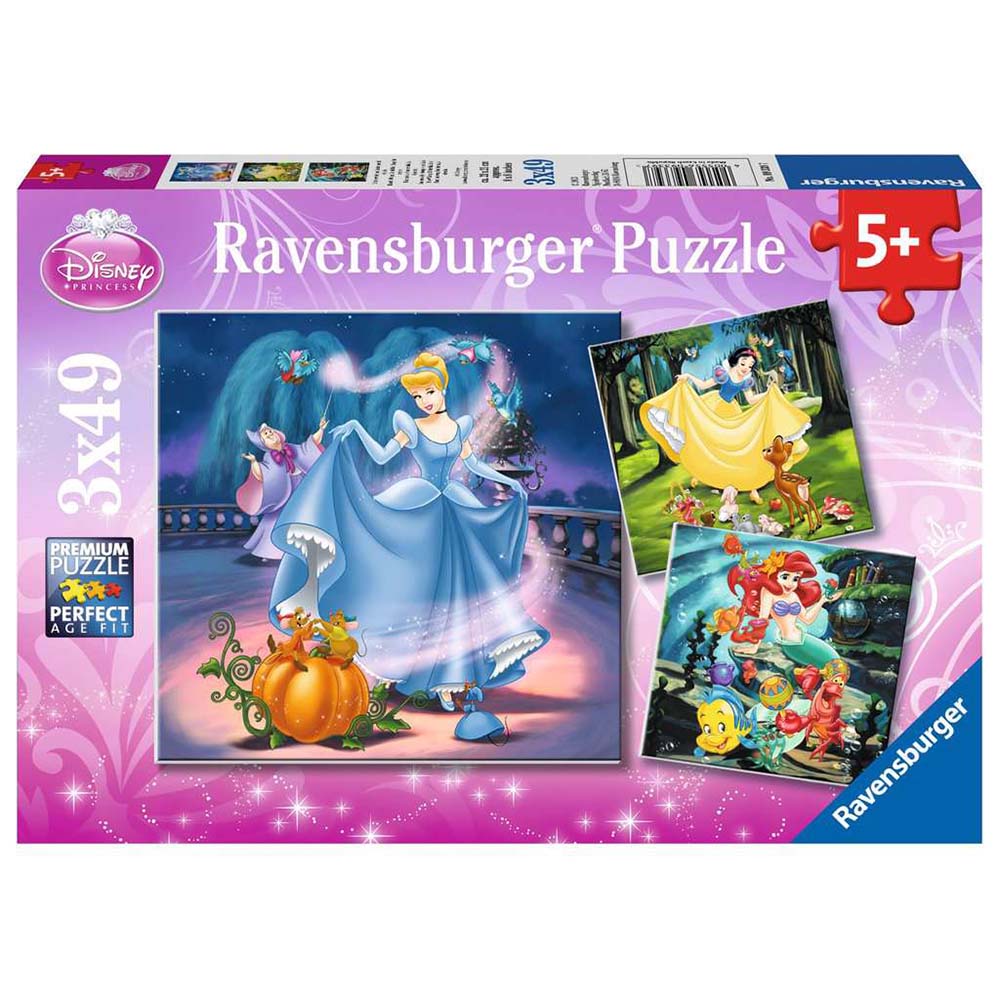 Ravensburger 9339 Rompecabezas 3 x 49 piezas para niños Princesas Disney A