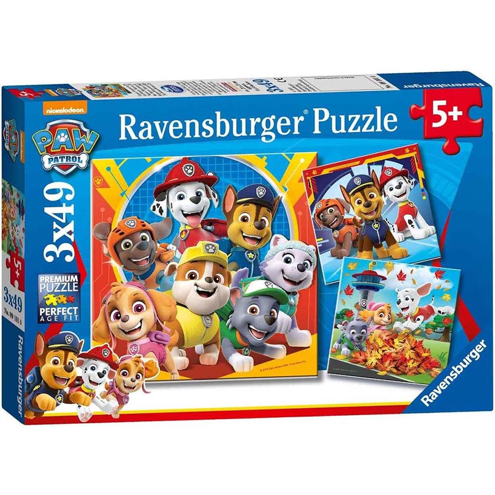 Ravensburger 5048 Rompecabezas 3 x 49 piezas para niños Paw Patrol, rompecabezas