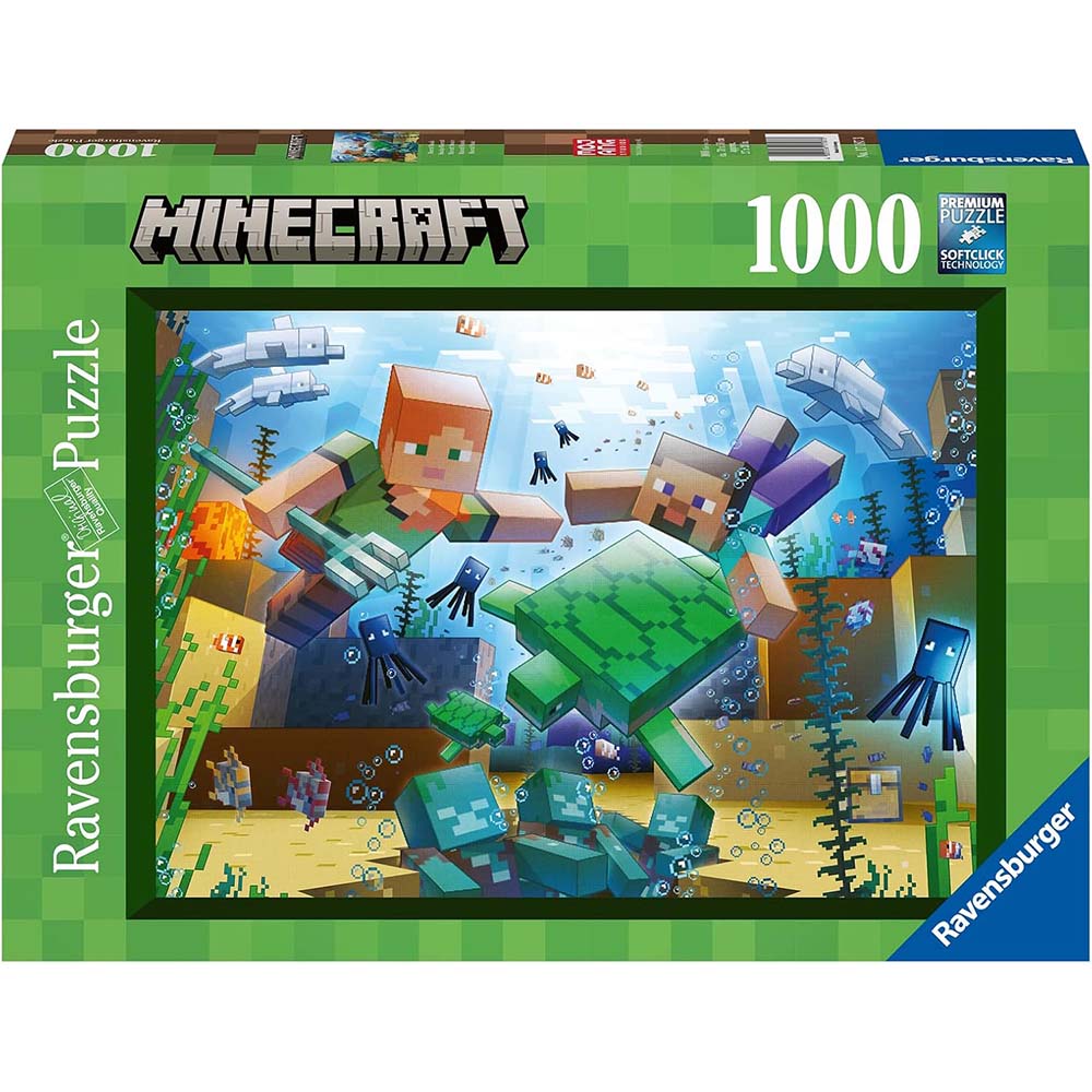 Ravensburger 12000421 Rompecabezas 1000 piezas Minecraft Mosaic, rompecabezas