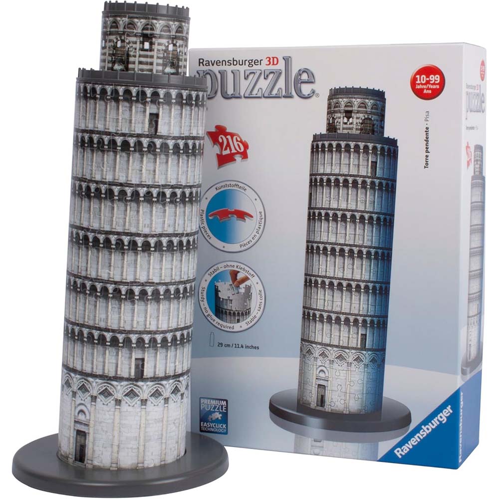 Ravensburger 12554 Rompecabezas Torre Inclinada de Pisa 3D 216 Piezas, rompecabezas 3d