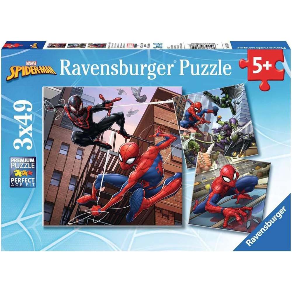 Ravensburger 08025 - Puzzle Infantil 3 x 49 pz Spider-Man en acción