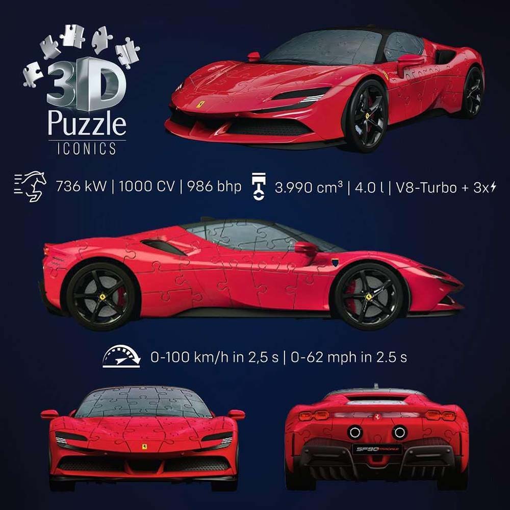 Ravensburger 3D Puzzle Ferrari SF90 Stradale 108 Piezas, rompecabezas