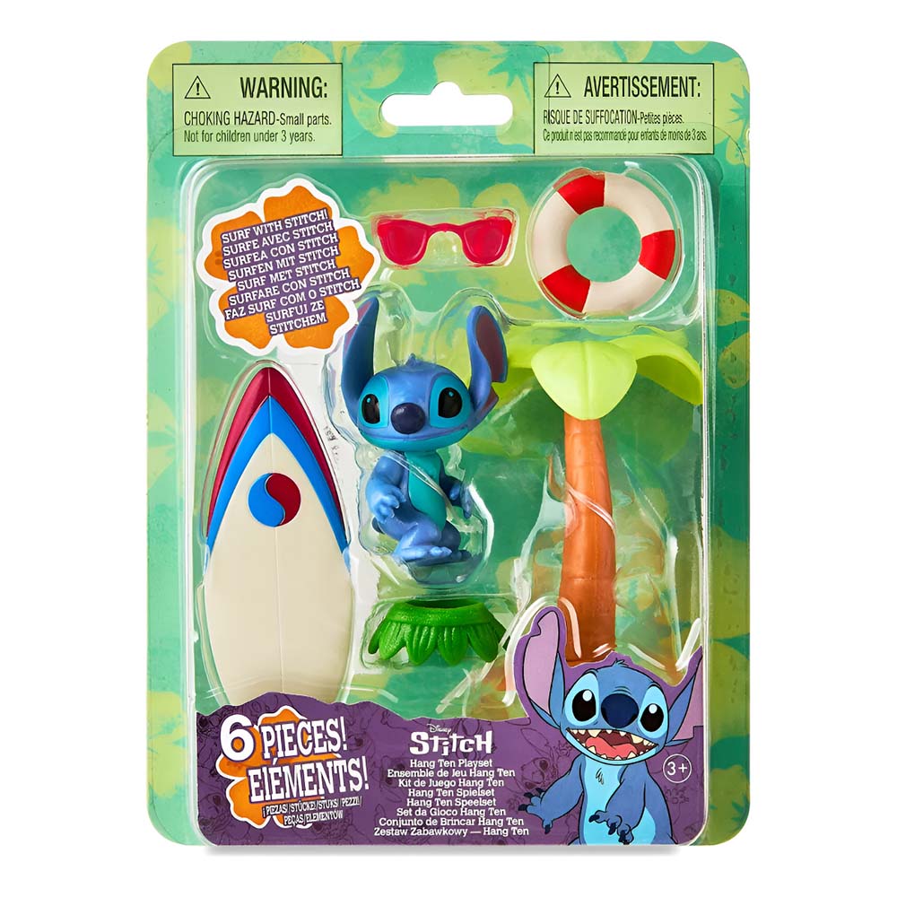 Disney Stitch Hang Ten Playset – Set de 6 Piezas, figuras de acción