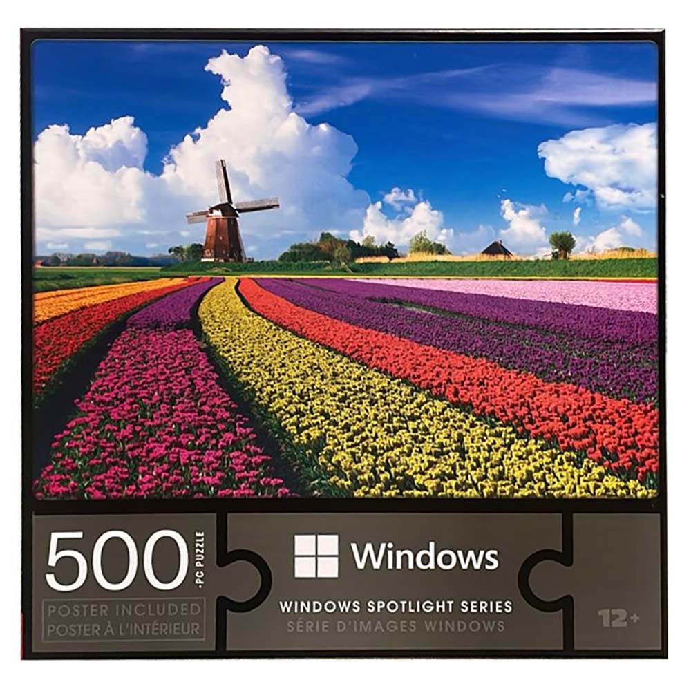Rompecabezas Microsoft 500 Pzs Paisaje con Molino de Viento y Tulipanes 6065704