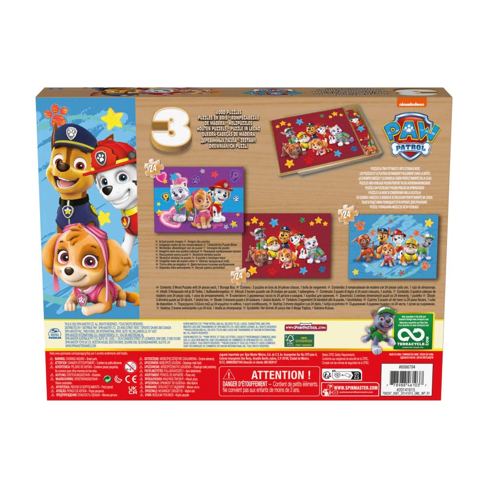 Spin Master Rompecabezas Madera Paw Patrol 3 Pack 6066794 - Edad 3+