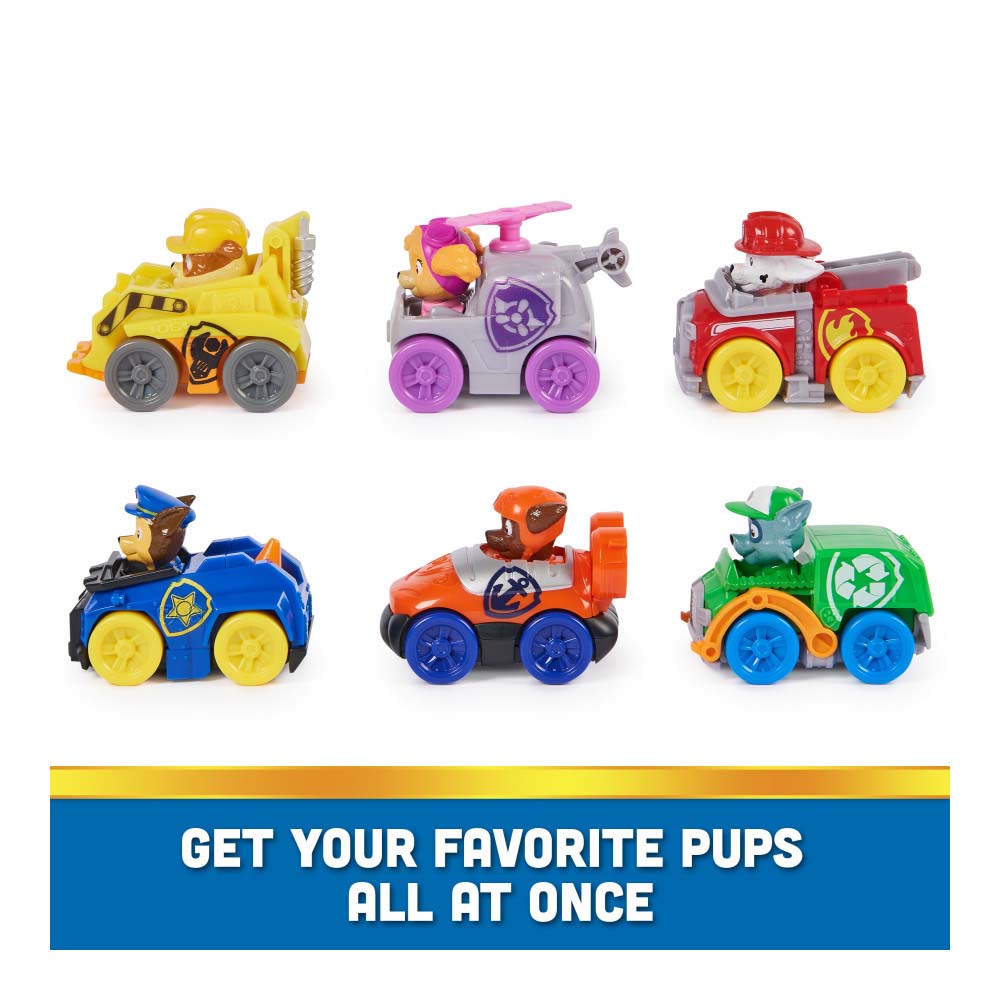 Paw Patrol Squad Racer 6 pack 6070070: Paquete de 6 vehículos - Edad 4+