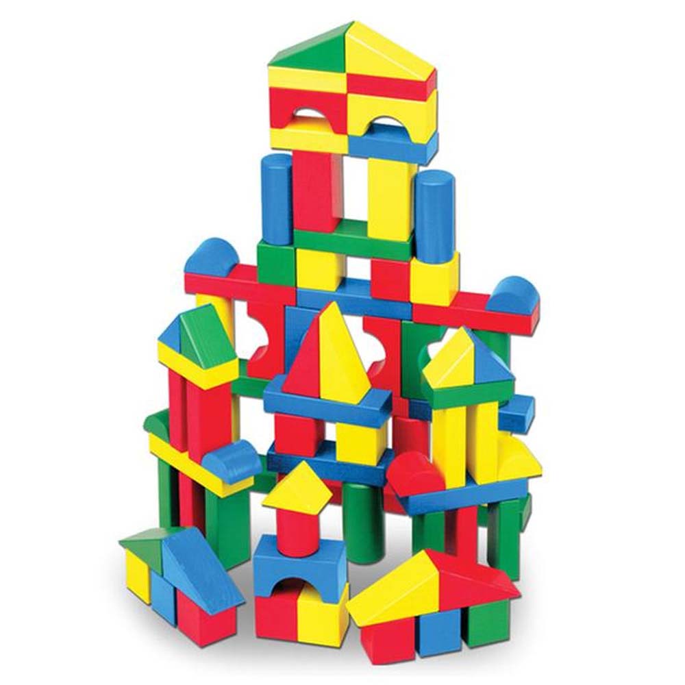 Melissa & Doug Juego de 100 Bloques de Madera 6073056: Juguete didáctico - Edad 3+