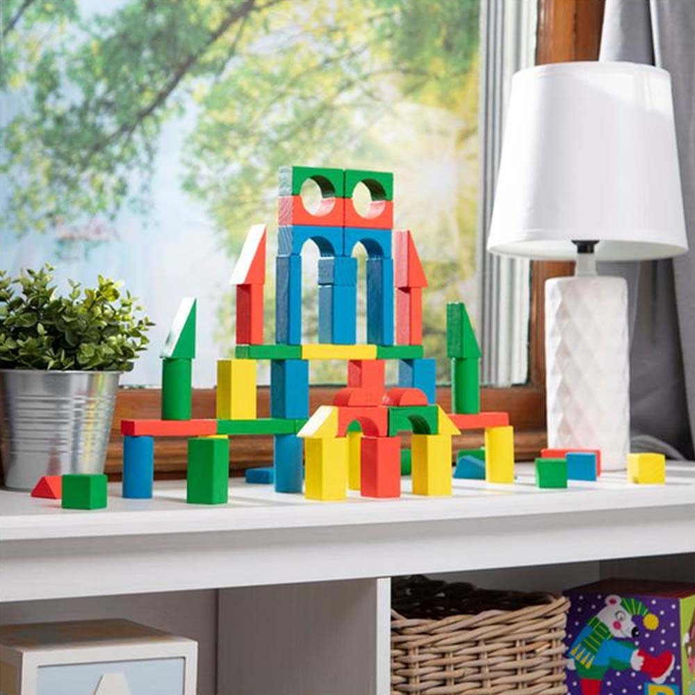 Melissa & Doug Juego de 100 Bloques de Madera 6073056: Juguete didáctico - Edad 3+