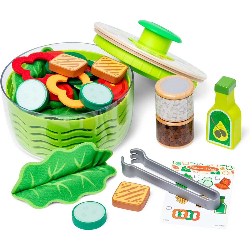 Melissa & Doug Centrifugador de Ensalada 6073133: Set de cocina de juguete - Edad 3+