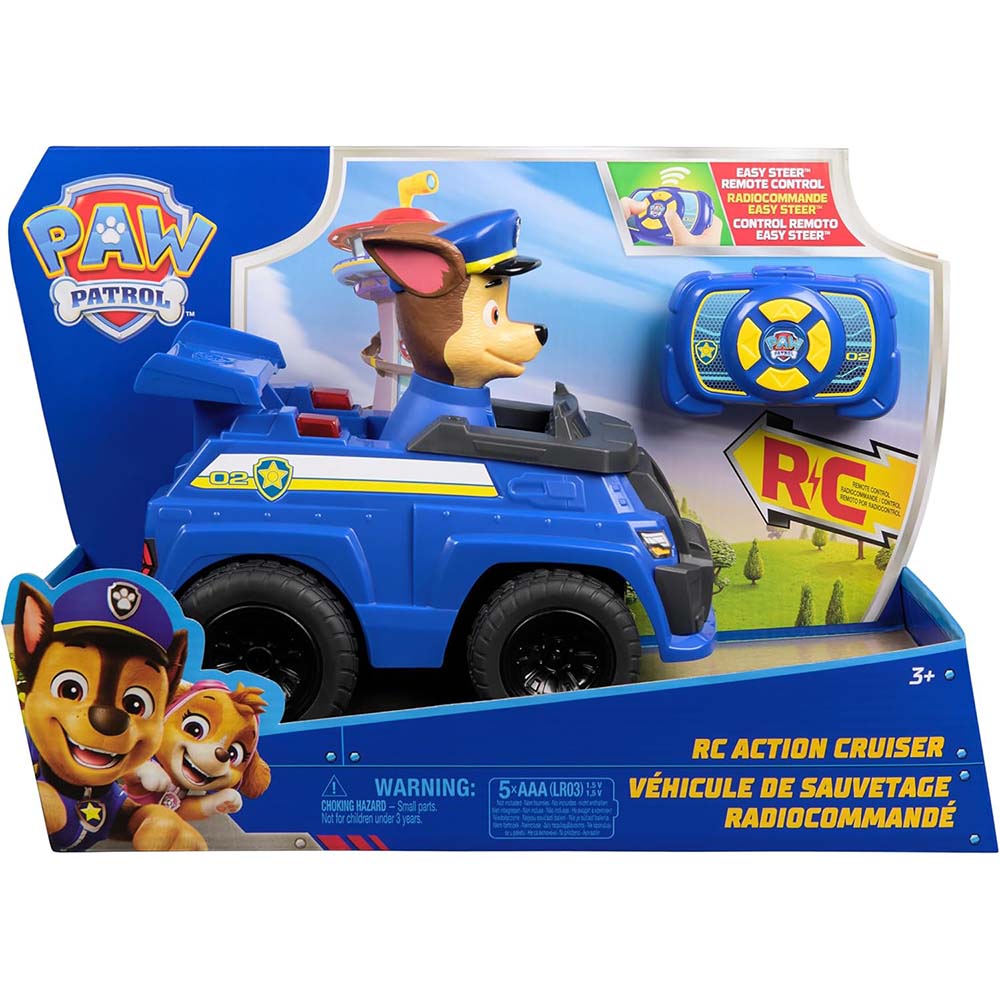 PAW Patrol Chase RC - Vehículo a Control Remoto con Luces LED 6073298, vehículos a control remoto