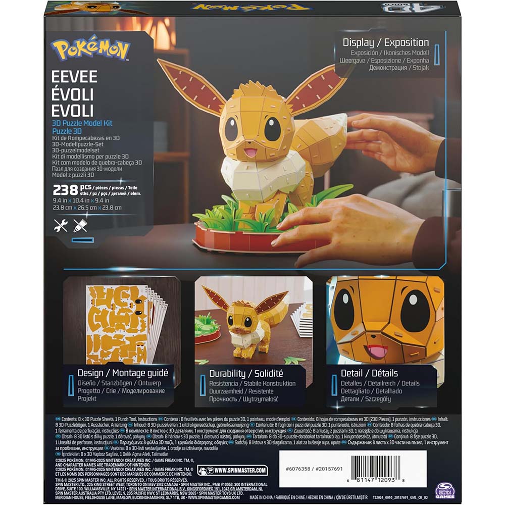 4D Build Pokémon Eevee Model Kit 6076358, rompecabezas 3d