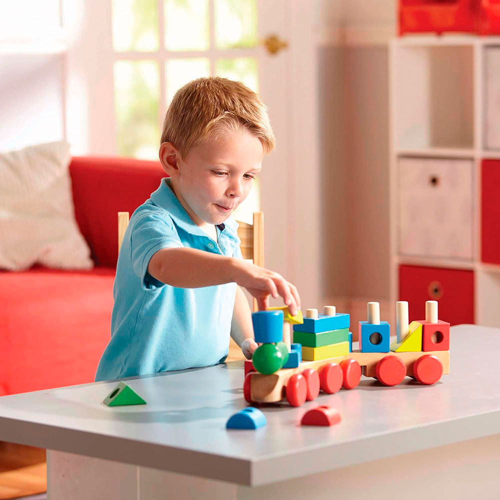 Melissa & Doug Tren Apilable con Bloques de Construcción 6073087, bloques y construcción