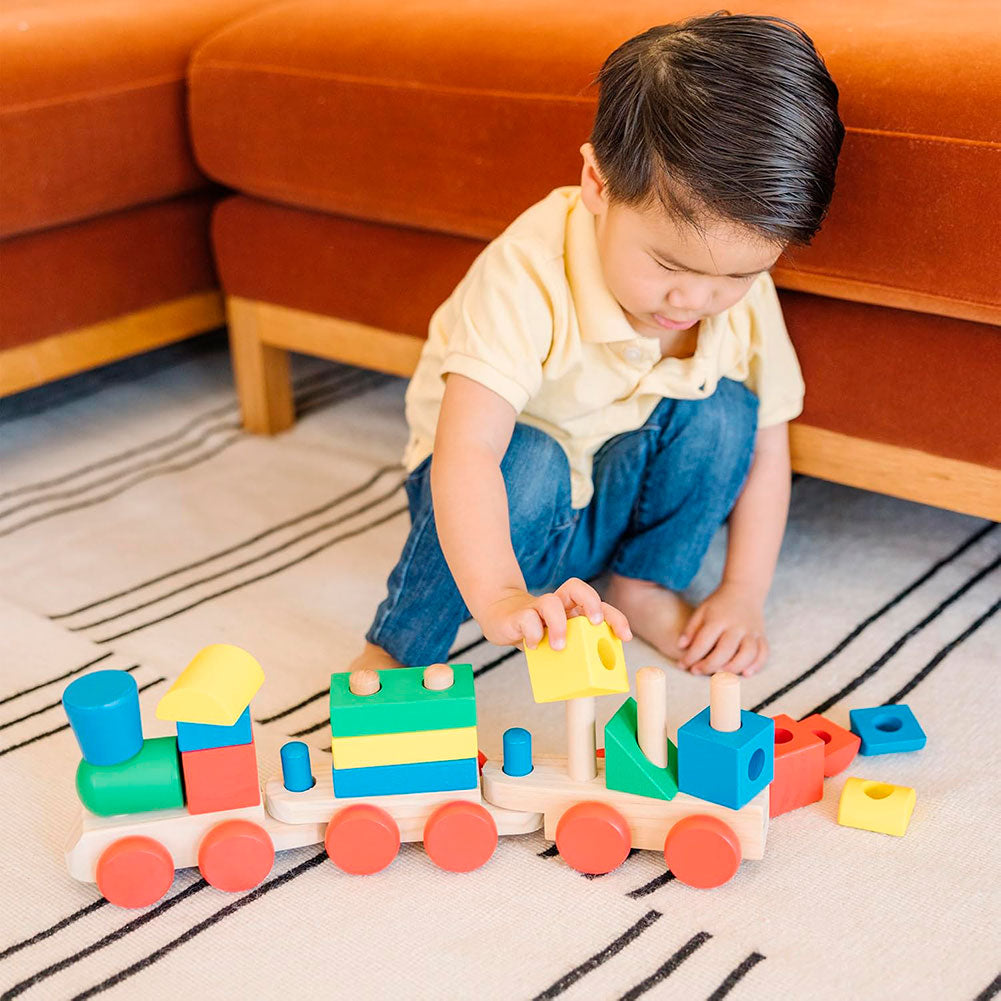 Melissa & Doug Tren Apilable con Bloques de Construcción 6073087, bloques y construcción
