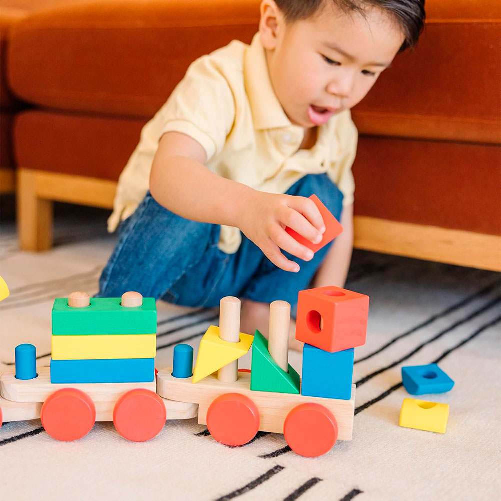 Melissa & Doug Tren Apilable con Bloques de Construcción 6073087, bloques y construcción