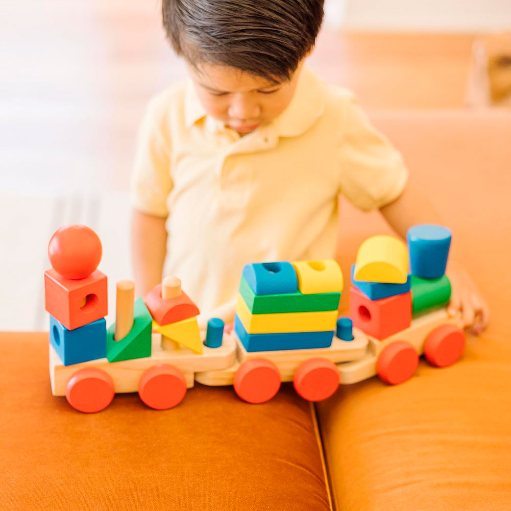 Melissa & Doug Tren Apilable con Bloques de Construcción 6073087, bloques y construcción
