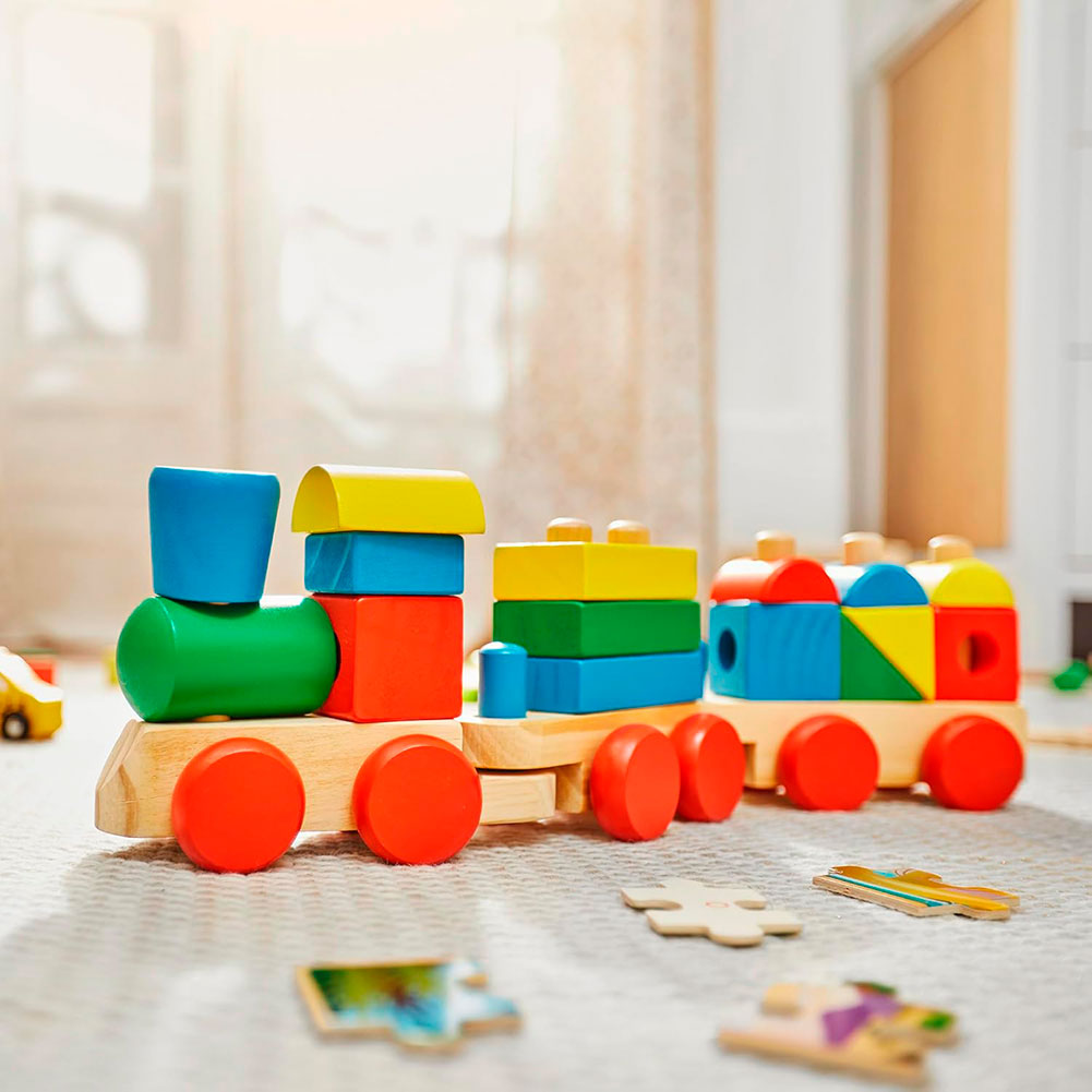 Melissa & Doug Tren Apilable con Bloques de Construcción 6073087, bloques y construcción