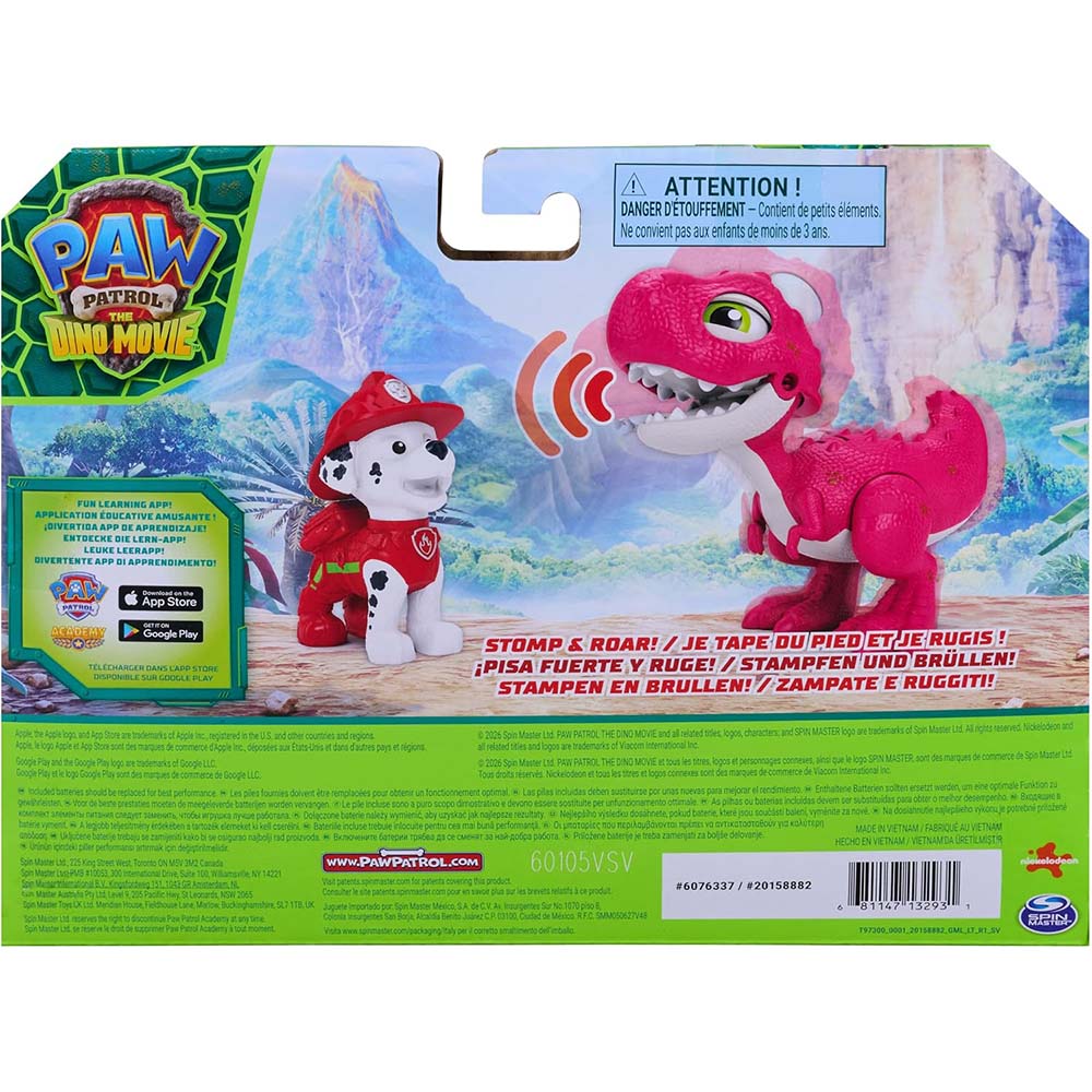 PAW Patrol: The Dino Movie Marshall & Rhubarb Dinosaurio Interactivo con Sonidos 6076337, figuras de colección
