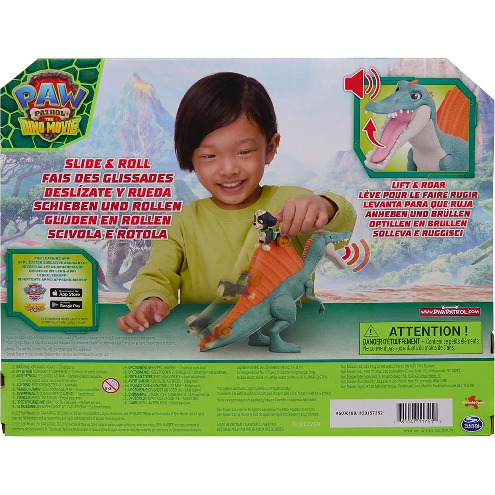 PAW Patrol Dino Movie Set de Juego Rise & Roll Dino con Espinosaurio y Rex 6076188, figuras de colección