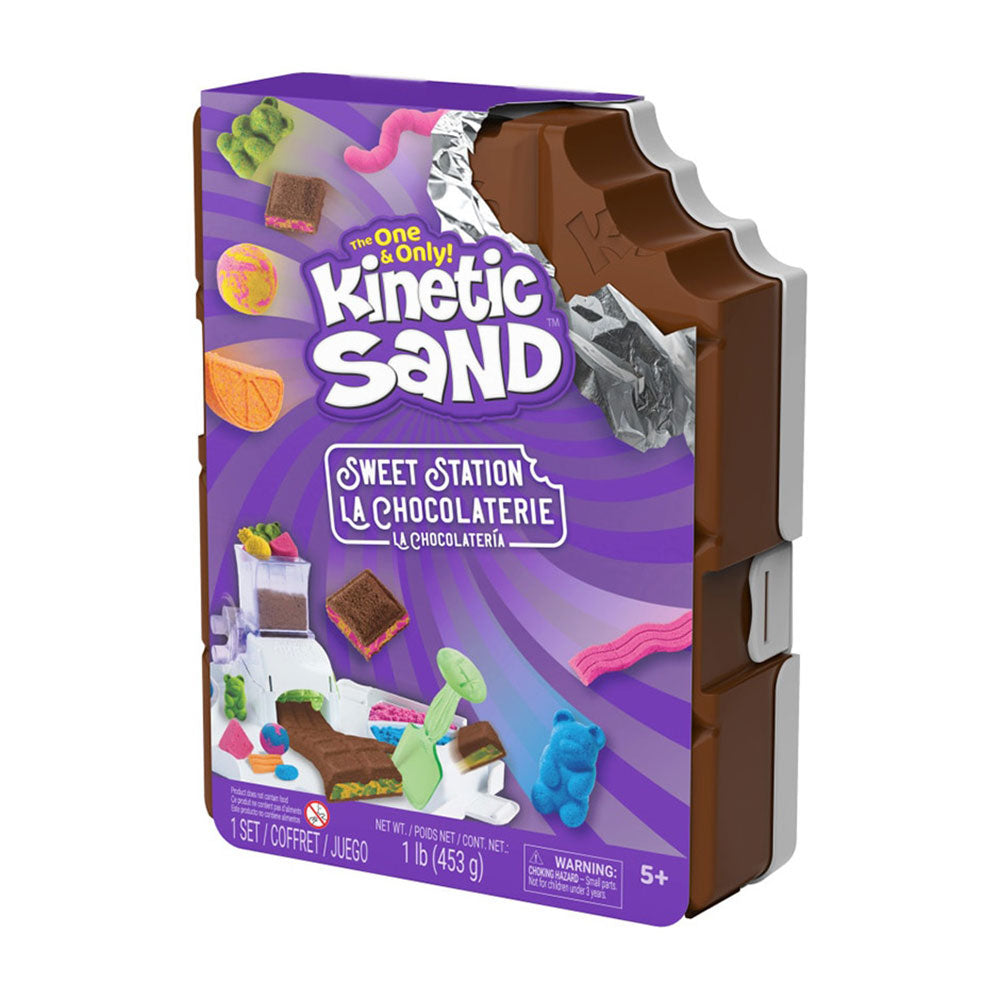 Kinetic Sand Sweet Station La Chocolatería: Set de Arena Mágica de 453 g con Moldes y Máquina para Crear Dulces - Edad 5+