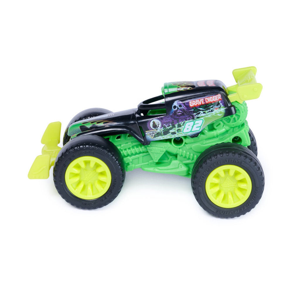 Monster Jam Monster Motors: Grave Digger a Escala 1:64 con Impulso de Retroceso - Edad 3+